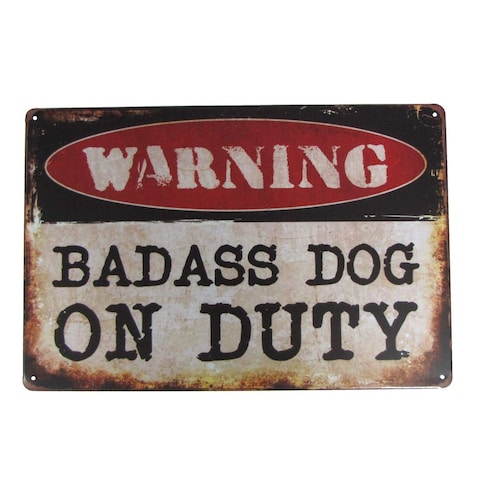 Funny Badass Dog Duty Novelty Metal Warn Sign Beware Garage Man Cave Wall Decor Funny Badass Dog Duty Novelty Metal Warn Sign Beware Garage Man Cave Wall Decor