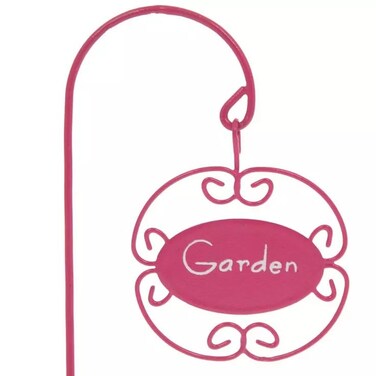 The Spring Shop Miniature Pink Metal Garden Sign - 6 Inches Tall, Small
