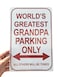 Novelty Parking Signs, Decorative Parking Signs for Dad and Grandpa, 12 x 8 Novelty Metal Signs, Reserved Parking for The World's Best Grandpa Sign