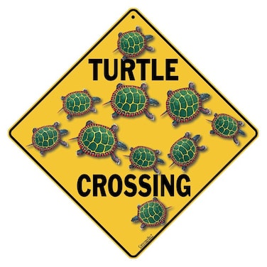 CROSSWALKS Turtle Crossing 12" X 12" Aluminum Sign (X07)