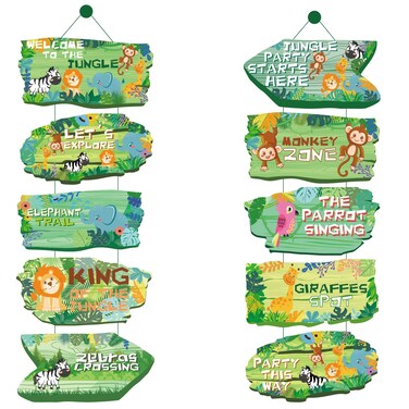 Safari Jungle Animal Party Decorations Wild Life Porch Sign Welcome Door Sign Zoo Animals Cutout for Birthday Party Baby Shower Supplies