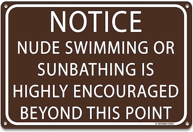 Nude Swimming Or Sunbathing 12" x 8" Funny Pool Sign Home Pool Beach House Decor