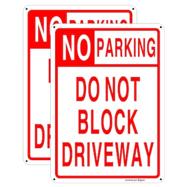 No Parking Sign,Do Not Block Driveway Sign,14 x 10 inches,Reflective Aluminum,Easy to Mount,UV Protected,Weather Resistant,Waterproof,Durable Ink,Outdoor Use,2 Pack