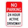 Large No Parking 24 Hour Active Driveway Sign, 18"x 12" .04" Aluminum Reflective Sign Rust Free Aluminum-UV Protected and Weatherproof