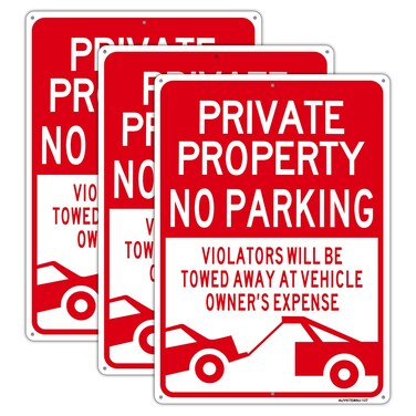 3-Pack Private Property No Parking Sign, Violators Will Be Towed Sign, 14"x10" Rust Free .040 Aluminum Reflective Sign, UV Protected, Weatherproof, Easy Mounting, Outdoor Use