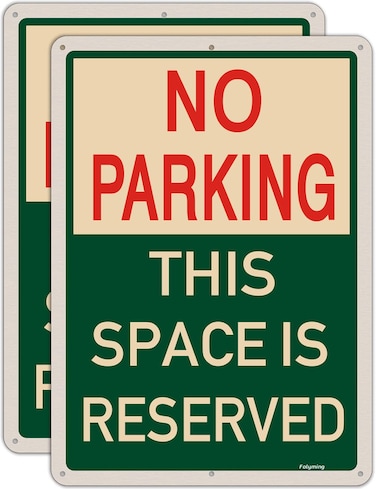 2 Pack No Parking This Space is Reserved Signs 14x10 Inches No Parking Signs Traffic Control Signs Metal Reflective Sturdy Rust Aluminum Weatherproof Easy to Install
