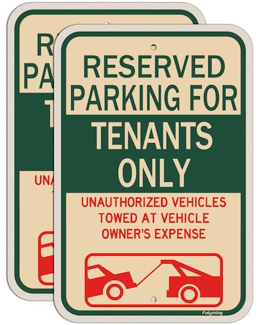 2 Pack Reserved Parking Sign Tenants Only Sign 18 x 12 Inches Reserved Parking For Tenants Unauthorized Vehicles Towed Signs Metal Reflective Sturdy Rust Aluminum Weatherproof Easy Mounting