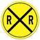 Railroad Crossing RR X-ing Round Tin Sign