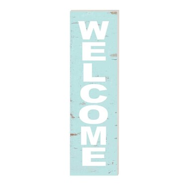 Kindred Hearts 10x35 Indoor Outdoor Whitewash Sign WELCOME - Ocean/White