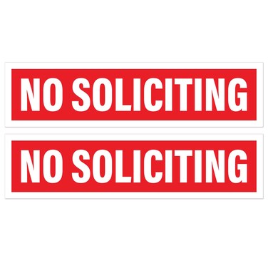 No Soliciting Stickers, Red, 2" x 8" (Pack of 2)