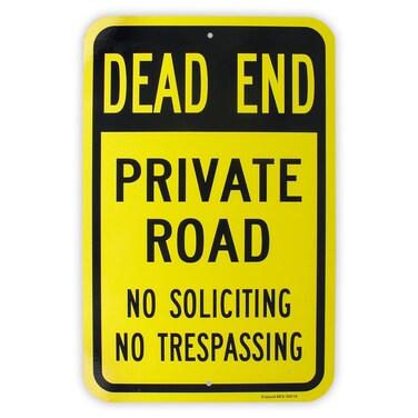 Large Dead End Private Road Sign, No Soliciting No Trespassing Sign, 18"x 12" .040 Aluminum Reflective Sign Rust Free Aluminum-UV Protected and Weatherproof