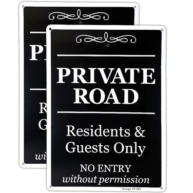 2 Pack Private Road Sign, Residents &amp; Guests Only Access, No Entry Without Permission 14x10 Inch UV Printed Aluminum for Residents &amp; Visitors, Fade-Resistant, Weatherproof