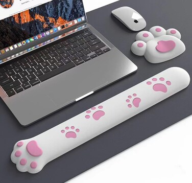 Cat Wrist Rest, Two Piece Keyboard cat Wrist Support for Relieving Typing Pain, Wrist Support for Computer Keyboard Games, arm Rest Keyboard Wrist pad Office/Computer/Laptop