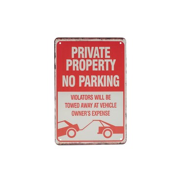 TG,LLC Treasure Gurus Red White Metal 8x12 Property No Parking Anytime Tow Zone Arrow Private Driveway Street Warning Sign