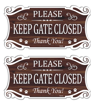 2 Pack Please Keep Gate Closed Thank You Signs 12 x 6 Inches Metal Rust Aluminum Weatherproof UV Protected Easy Mounting Indoor or Outdoor Use