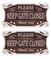 2 Pack Please Keep Gate Closed Thank You Signs 12 x 6 Inches Metal Rust Aluminum Weatherproof UV Protected Easy Mounting Indoor or Outdoor Use