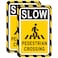 Slow Pedestrian Crossing Sign 18 x 12 Inches Crossing Sign Pedestrian Metal Sign Rust-Free Aluminum Crosswalk Sign Weatherproof, Indoor or Outdoor Use, Easy To Install, 2 Pack