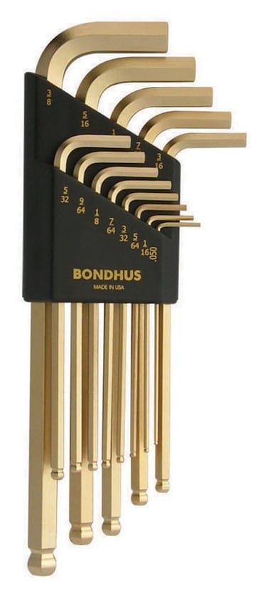 Bondhus 37937 Set of 13 Balldriver L-wrenches with GoldGuard Finish, Long Length, sizes .050-3/8-Inch