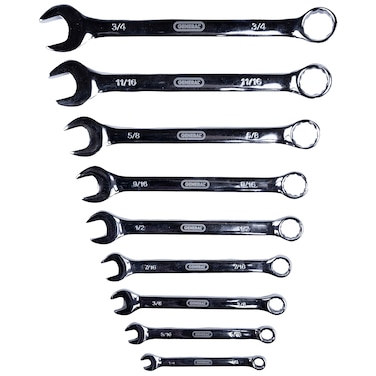 General Tools WS-0401 Combination Wrench Set, SAE, 9 Piece, 1/4" To 3/4