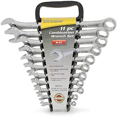Titan 17327 11-Piece 12-Point SAE Raised Panel Combination Wrench Set