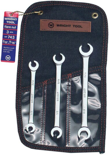 Wright Tool 743 Flare Nut Wrench Set, 3/8" - 11/16" (3-Piece)