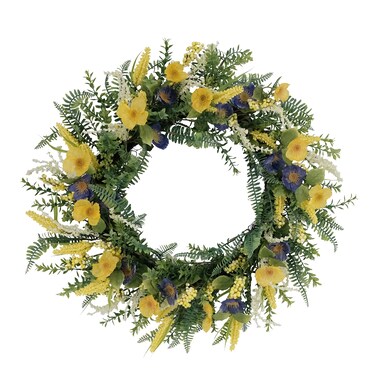 Puleo International 30" Artificial Poppy Floral Spring Door Wreath