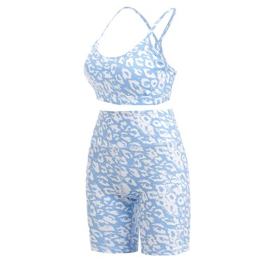 Yoga Short Set for Women Sport Bras High Waist Tummy Control Slimming Booty Butt Lift Yoga Bra Running Gym Workout Fitness Blue