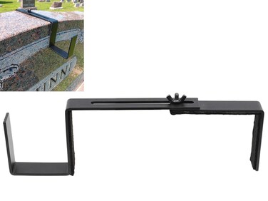 Carson 4.5"-8.75" Adjustable Black Metal Headstone Wreath Holder - Headstone Wreath Hanger for Cemetary and Graveside