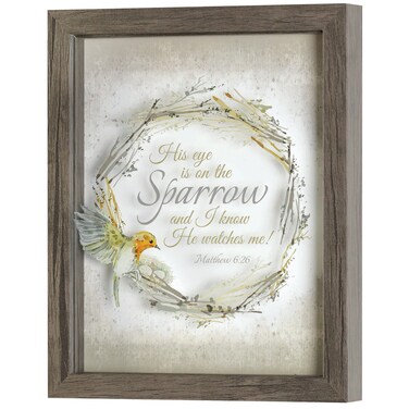 Dicksons His Eye On Sparrow Wreath 9 x 11 MDF Decorative Wall Plaque