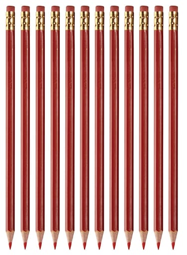 Manaloom Grading Checking Erasable Pencils, Pre-Sharpened #2 HB Red Pencils, With Eraser Tops - 12-Pack