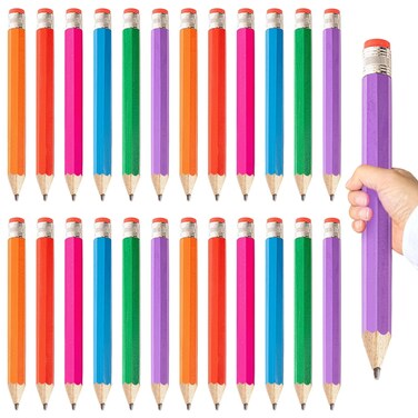 OMISTAR 24 PCS Giant Pencils for Kids Adults, 13 Inch Wooden Jumbo Pencil with Eraser and Protective Cap, Big Novelty Pencil Prop for Classroom and Home