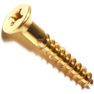 Hard-to-Find Fastener 014973126520 Phillips Flat Wood Screws, 10 x 1-1/4, Piece-100,brass