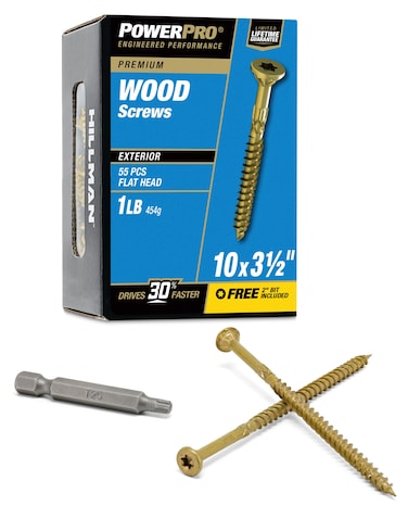 Power Pro Premium Exterior Wood Screws (#10 x 3-1/2") - 1lb Box