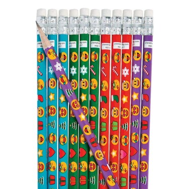 Fun Express Christmas Emoji Pencils - 24 ct