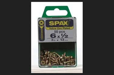 SPAX Multi-Material Screw 1/2" Zinc Phillips/Square Multiple Material Thread Flat Head Box 50