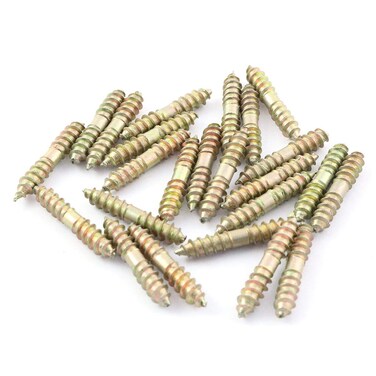 Pro Bamboo Kitchen 24pcs M5x30 Stud Wood to Wood Zinc Plated Steel Double Ended Dowel Screws Self Tapping Threaded Bolts for Wood Workers Replacements of Existing Furniture