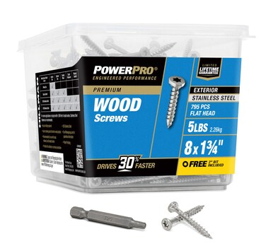 Power Pro Premium 305 Stainless Steel Wood Screws (#8 x 1-3/4") - 5lb Box