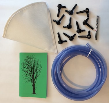 Deluxe Maple Syrup Tapping Kit. 10 Tree Taps, 25ft Tubing, Maple Drill Bit, Filter, Guide