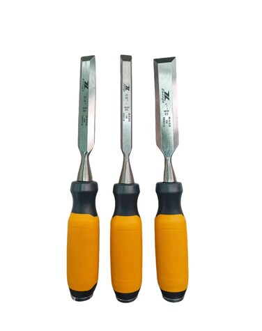 25-428 3 Pc. Pro Premium Wood Chisel, Carving Carpenter Set, Professional Grade Tools for Precision Crafting and Sculpting