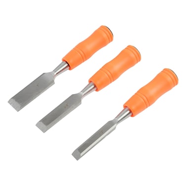 Buck Brothers 120203K 3-Piece Wood Chisel Set With Acetate Handles   1/2 Inch, 3/4 Inch, 1 Inch Chisels Included   Carve, Cut, and Shape Wood, Install Windows and Doors   Carpentry Tools,Orange