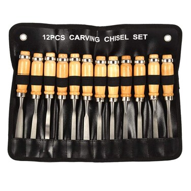 Woodworking Carving Tools, 12 Pcs Wood Carving Hand Chisel Set Woodworking Professional Lathe Gouges Tools