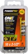 Power Pro Premium One Multi-Material Flat Head Screws, Epoxy Coated Steel, Fasten in Wood, Metal, Concrete, Drywall and Plastic, Bronze, #10 x 2-&frac12; inches, Box of 15 Screws