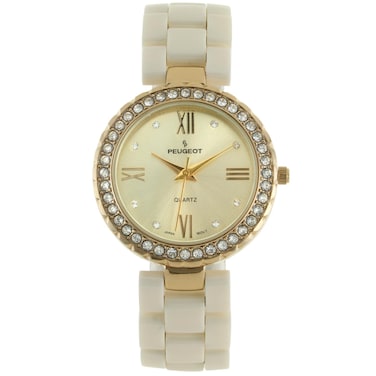 Peugeot PP Women's Ceramic Watch with Crystal Bezel