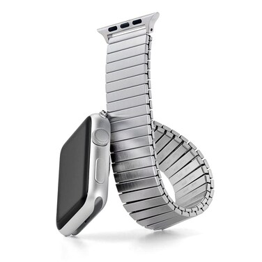 Speidel Twist-O-Flex Expansion band in Brushed Steel compatible for use with the 42/44/45 Apple Watch Series 1, 2, 3, 4,5, 6, 7, 8, 9 in Size 10