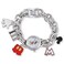 Accutime Disney Mickey Mouse Adult Women's Analog Watch - Mop Dial Silver Charm Bracelet, Glass Dial Face, Round Case, Female, Analog Wrist Watch in Silver (Model: MK2066-AZ)