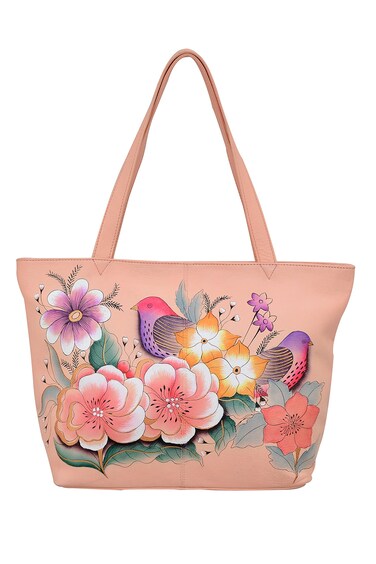 Anna by Anuschka Women Hand Painted Genuine Leather Large Tote - Vintage Garden