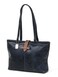 Claire Chase Navy Tote with Zippered Closure and Leather Flap