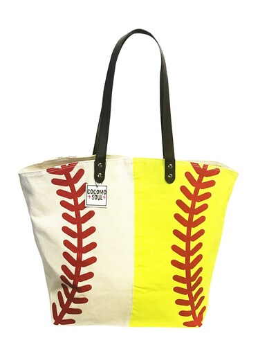 Cocomo Soul Baseball Softball Canvas Tote Bag Handbag Large Oversize Sports 20 x 17 Inches