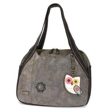 CHALA Bowling Tote Bag with coin purse (Stone Gray) (Owl -2)