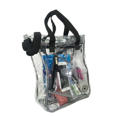 K-Cliffs Heavy Duty Clear Tote Deluxe See Through Messenger Work Bag Durable Transparent PVC Lunch Bag